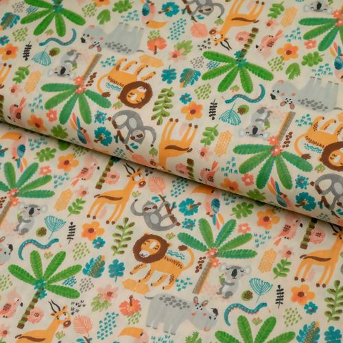 Tecido de Algodão Estampado (Meio Metro) - Selva Divertida