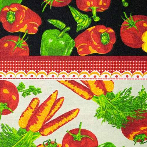 Tecido de Algodão Estampado 0,55x1,50m - Faixas Legumes