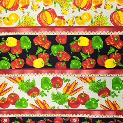 Tecido de Algodão Estampado 0,55x1,50m - Faixas Legumes