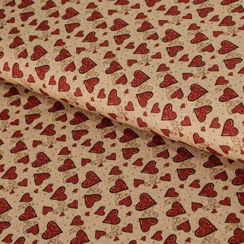 Tecido de Algodão Estampa Digital (Meio Metro) - Corações Country
