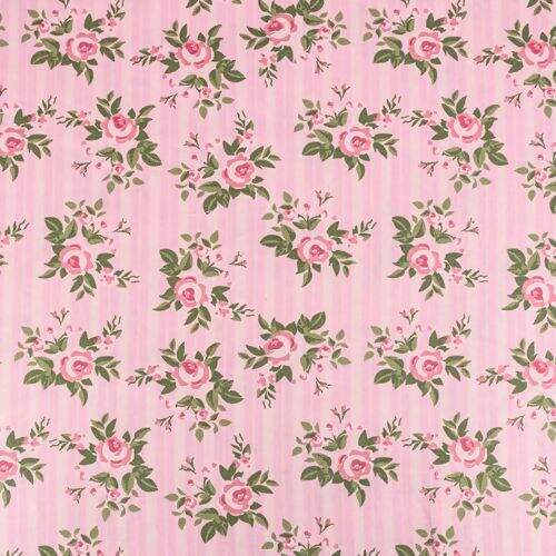 Tecido de Algodão Estampado (Meio Metro) - Floral Pássaro Rosa