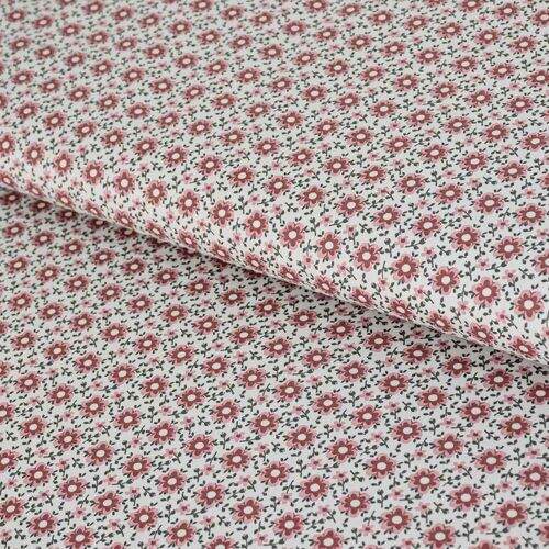 Tecido de Algodão Estampado (Meio Metro) - Florido Delicado Rosa