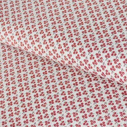 Tecido de Algodão Estampado (Meio Metro) - Micro Bouquet Vermelho