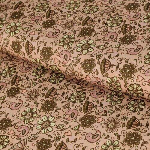 Tecido de Algodão Estampa Digital (Meio Metro) - Pássaros e Flores