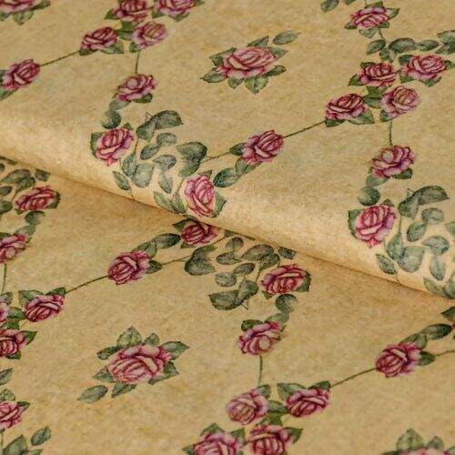 Tecido de Algodão Estampado (Meio Metro) - Floral Fundo Bege