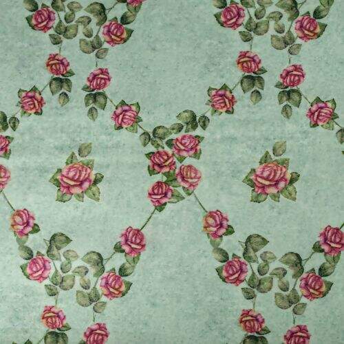 Tecido de Algodão Estampado (Meio Metro) - Floral Fundo Verde