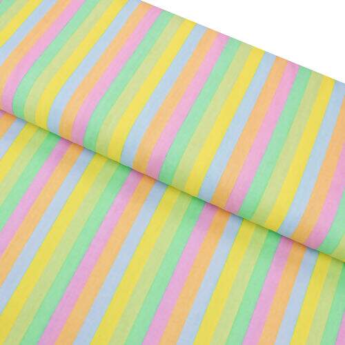 Tecido de Algodão Estampado (Meio Metro) - Listrado Multicor Tons Claros
