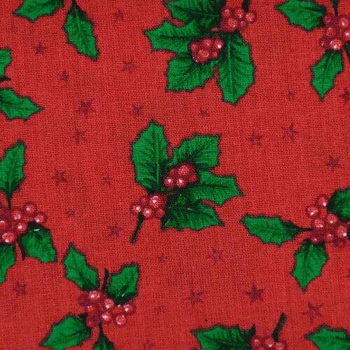 Tecido de Algodão Estampado (Meio Metro) - Holly Pequeno Vermelho