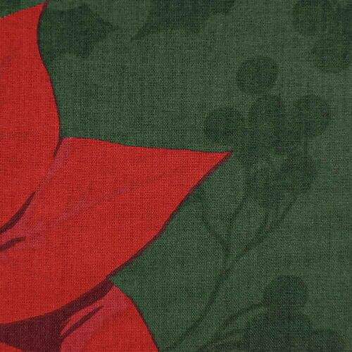 Tecido de Algodão Estampado (Meio Metro) - Natal Poinsétia Grande Fundo Verde