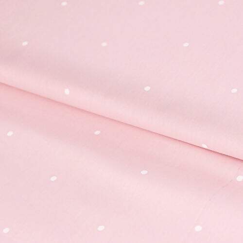 Tecido de Algodão Estampado (Meio Metro) - Rosa e Bolas Brancas