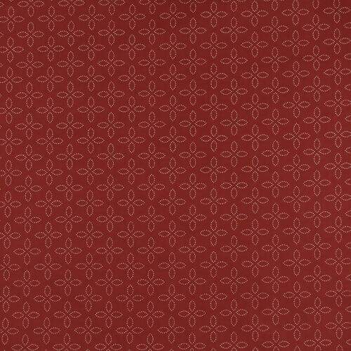 Tecido de Algodão Estampado (Meio Metro) - Vintage Vermelho Flores em Pontinhos