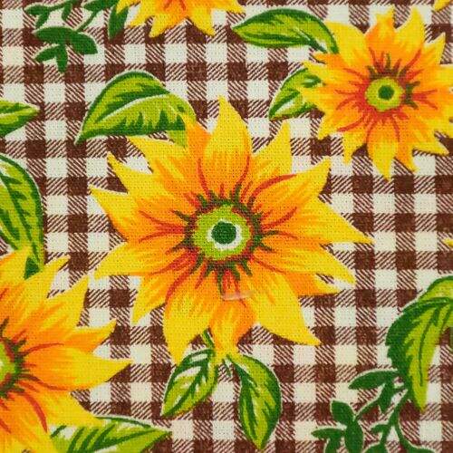 Tecido Tricoline Estampado Xadrez com Girassol 0,50x1,50m