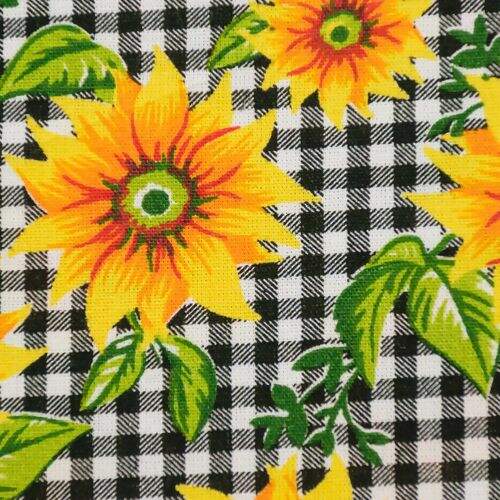 Tecido Tricoline Estampado Xadrez com Girassol 0,50x1,50m