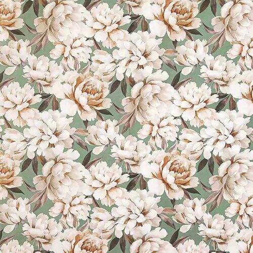 Tecido de Decoração Havana Estampa Digital com Proteção (Meio Metro) - 5727D Floral Fundo Verde