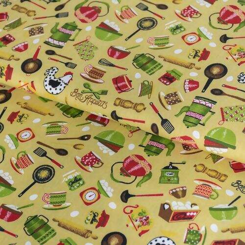 Tecido de Algodão Estampado Círculo 0,50 x1,50 mt - Cor 2009 Bon Appetit