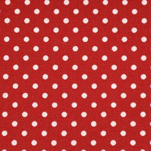 Tecido de Algodão Estampado (Meio Metro) - Vermelho e Bola Branca