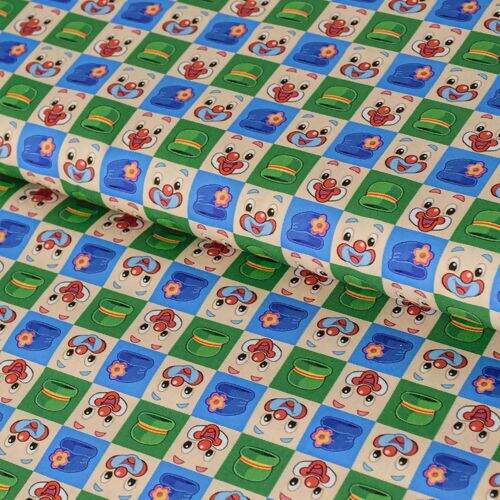 Tecido de Algodão Estampado (Meio Metro) - Patati Patatá Quadriculado Rosto