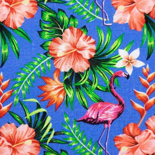 Tecido de Algodão Estampa Digital (Meio Metro) - Flamingo Floral Azul