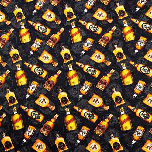 Tecido de Algodão Estampa Digital (Meio Metro) - Whisky Fundo Preto