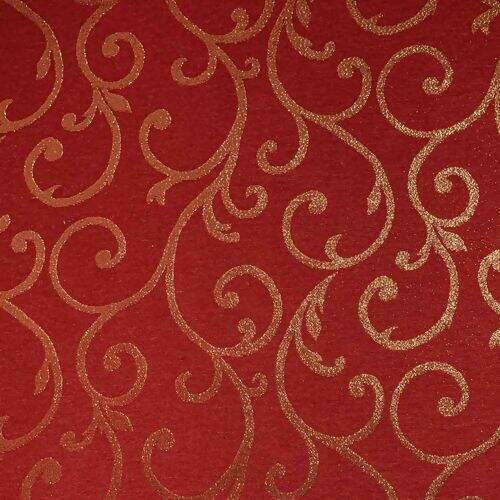 Tecido Jacquard Lurex (Meio Metro) c/ 1,40 mt de Largura - Vermelho e Dourado