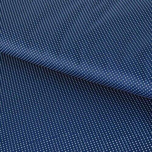 Tecido de Algodão Estampado (Meio Metro) - Poá Marinho e Branco