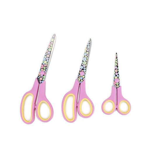 Kit Tesoura 03 Unidades 14/19/21,5 cm - Botão