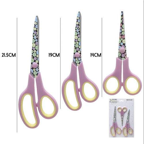 Kit Tesoura 03 Unidades 14/19/21,5 cm - Botão