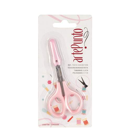 Tesoura Ponta Reta para Bordar Rosa 9,8 cm ArtePunto