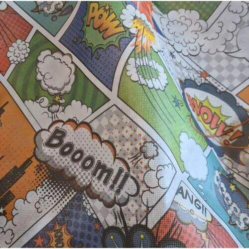 TNT Estampado Supper Largura 1,40m - 1 Metro Cor:1176A Herois em Quadrinhos