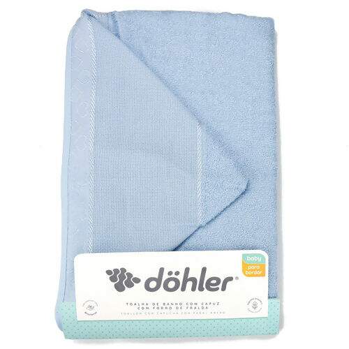 Toalha de Banho Baby Love 90x70 cm Fralda Capuz para Bordar Cor:7239 - Azul
