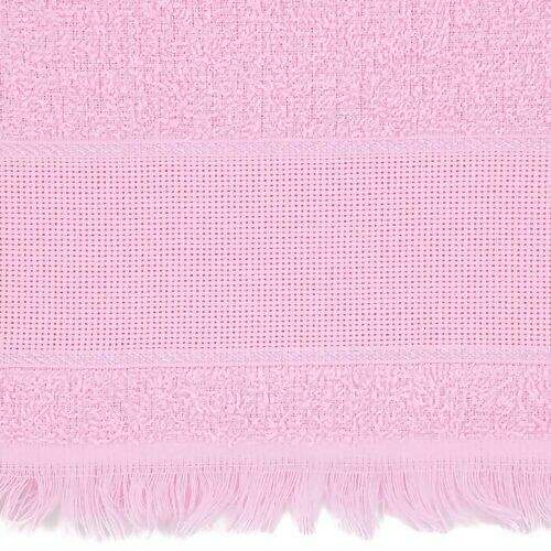 Toalha Social com Franja e Faixa para Bordar 23 x 39 cm - Unidade Cor da Toalha:303- Rosa Bebê