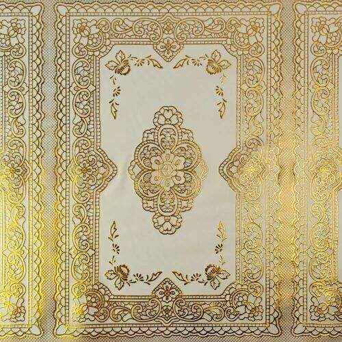 Toalha de Bandeja Plástico Rendado 30x44 cm Off White e Dourado - 01 Unidade