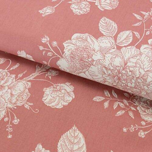 Tecido de Algodão Estampado (Meio Metro) - Coleção Flores Rosa