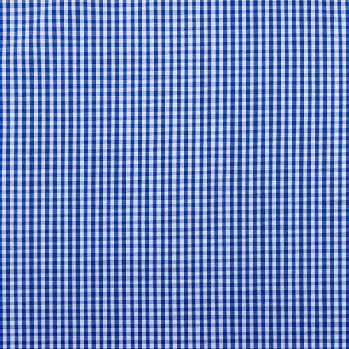 Tecido de Algodão Fio Tinto (Meio Metro) - Xadrez 03 mm Azul Royal e Branco