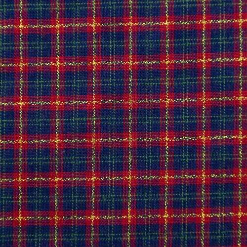 Tecido de Algodão Fio Tinto (Meio Metro) - Natal Xadrez Vermelho e Azul com Lurex