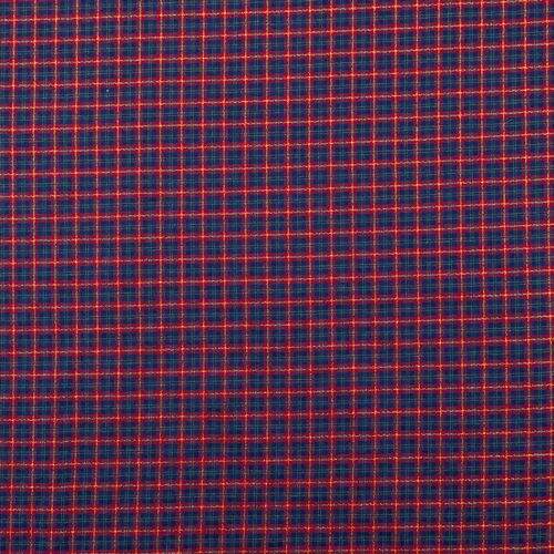Tecido de Algodão Fio Tinto (Meio Metro) - Natal Xadrez Vermelho e Azul com Lurex