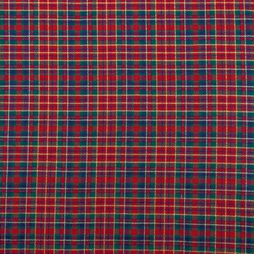 Tecido de Algodão Fio Tinto (Meio Metro) - Natal Xadrez Vermelho e Verde com Lurex