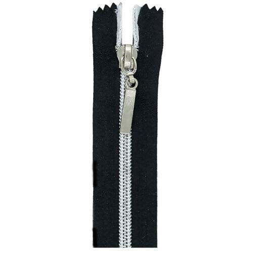 Zíper Aluminizado Fixo 12 cm - Pct c/ 05 unidades Cor do Zíper Metalizado:Preto com Prata