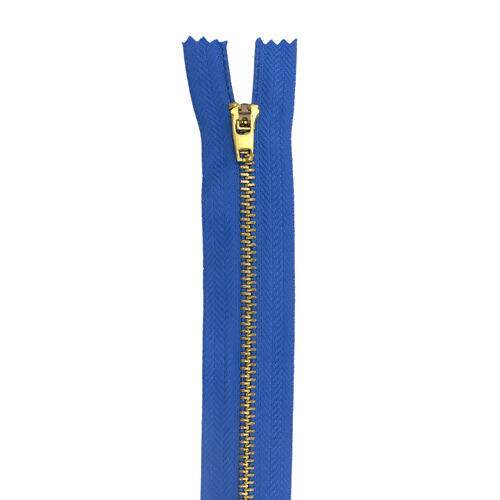 Zíper de Metal Fixo Dourado 15 cm - Pct c/ 10 unidades Cor do Zíper de Metal:918 - Azul Royal