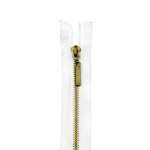 Zíper de Metal Separável 40 cm - Unidade Cor do Zíper de Metal:Branco com Dourado
