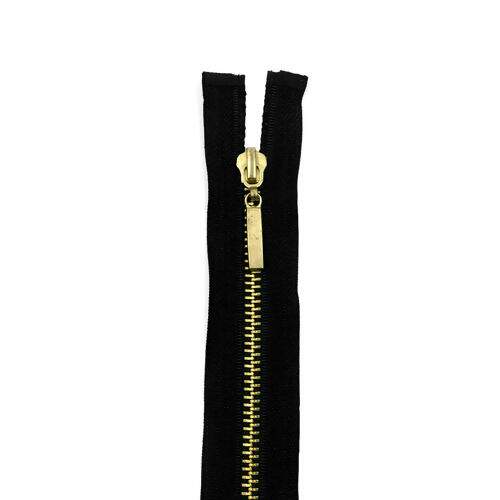 Zíper de Metal Separável 45 cm - Unidade  Cor do Zíper de Metal:Preto com Dourado