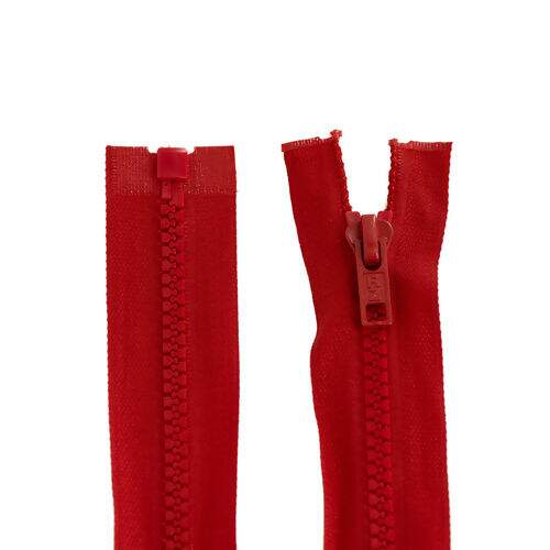 Zíper Nylon Tratorado 6mm Separável Tamanho 70cm Kit 5 unidades Cor:Vermelho