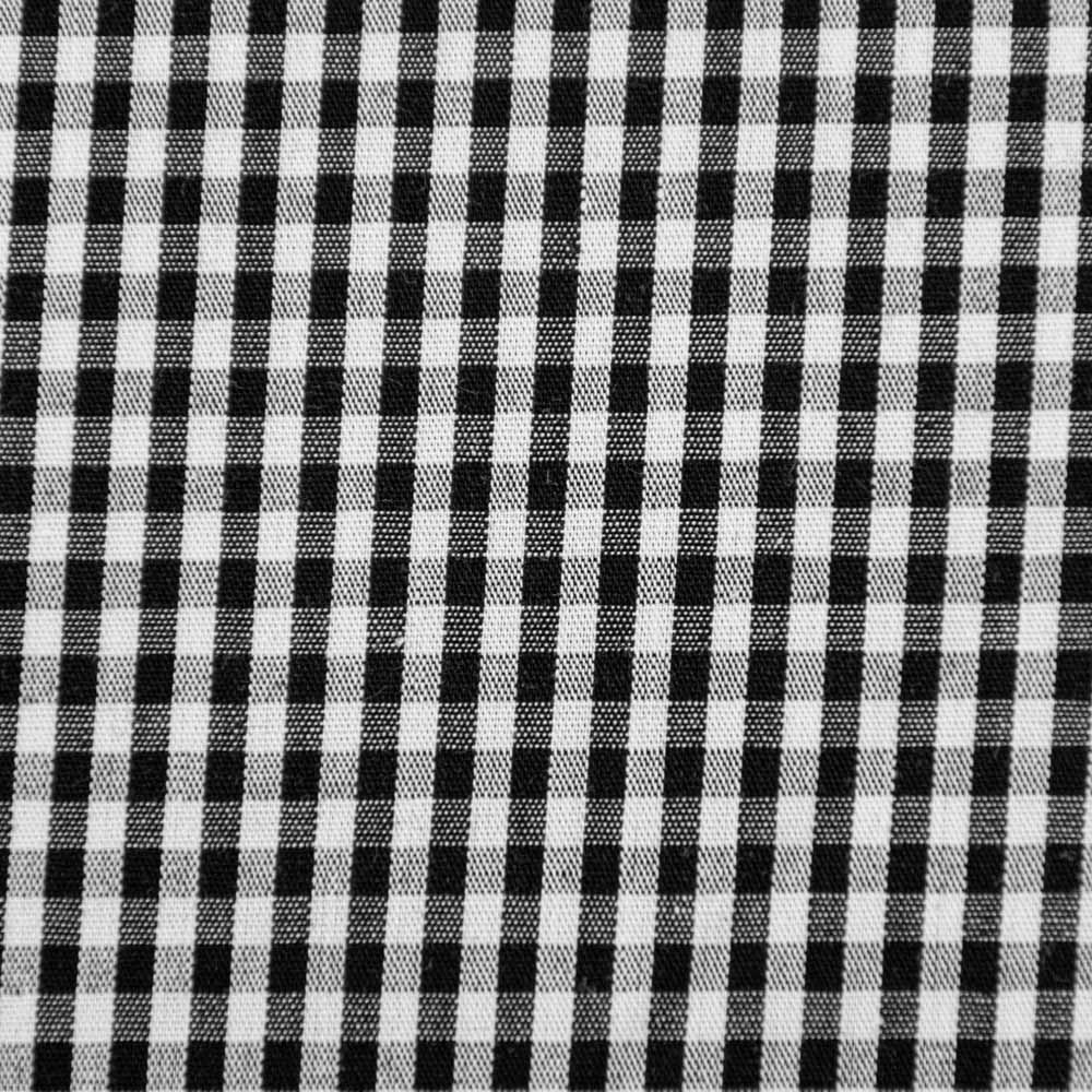 Textura de tecido de algodão padrão xadrez branco e preto