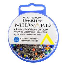 Alfinetes de Cabeça de Vidro Milward