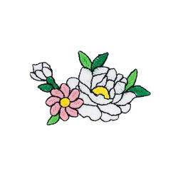 Aplicação Termocolante 6,7x3,9 cm - Flores Branca e Rosa