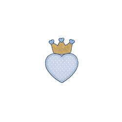 Aplicação Termocolante 4,5 x 6,0 cm - Coração Azul com Coroa