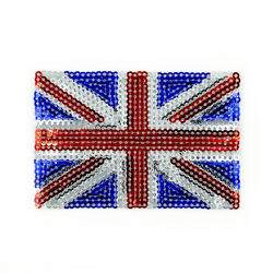 Aplicação Termocolante 8,5x5,5 cm - Bandeira do Reino Unido c/ Paetês