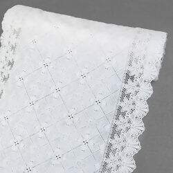 Caminho de Mesa Plástico Rendado 0,50m Largura - 1 Metro Cor: Pureza Branco