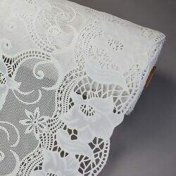 Caminho de Mesa Plástico Rendado 0,50m Largura - 1 Metro Cor: Aurora Branco