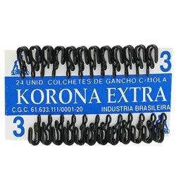 Colchete de Gancho Korona Nº 03 Preto c/ 24 unidades